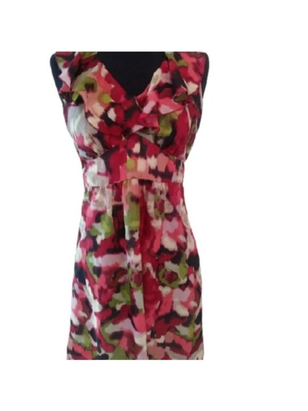 Ann Taylor Loft Ruffled V Front Dress, Multicolor,  size 2